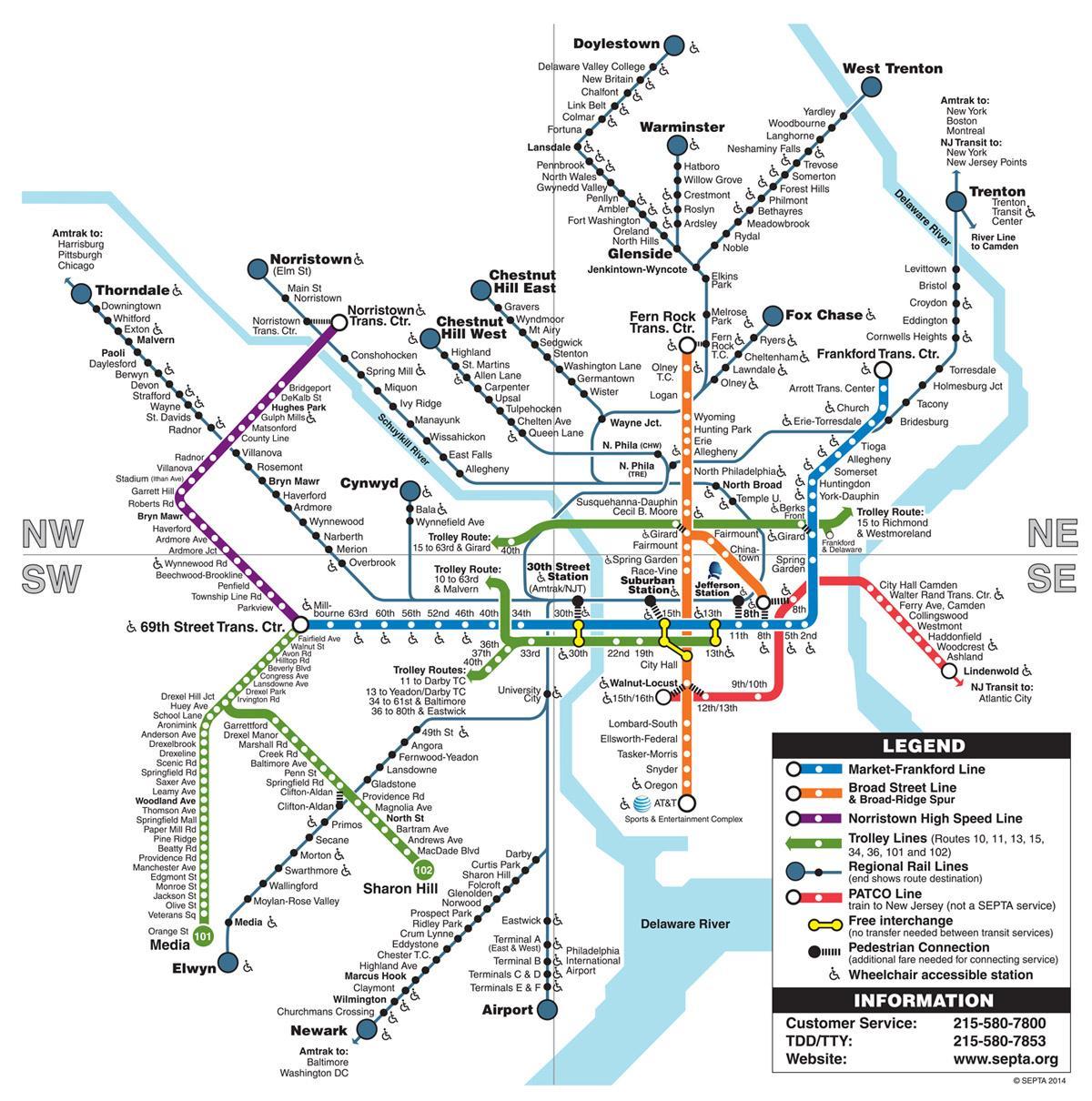 kaart van Phila metro