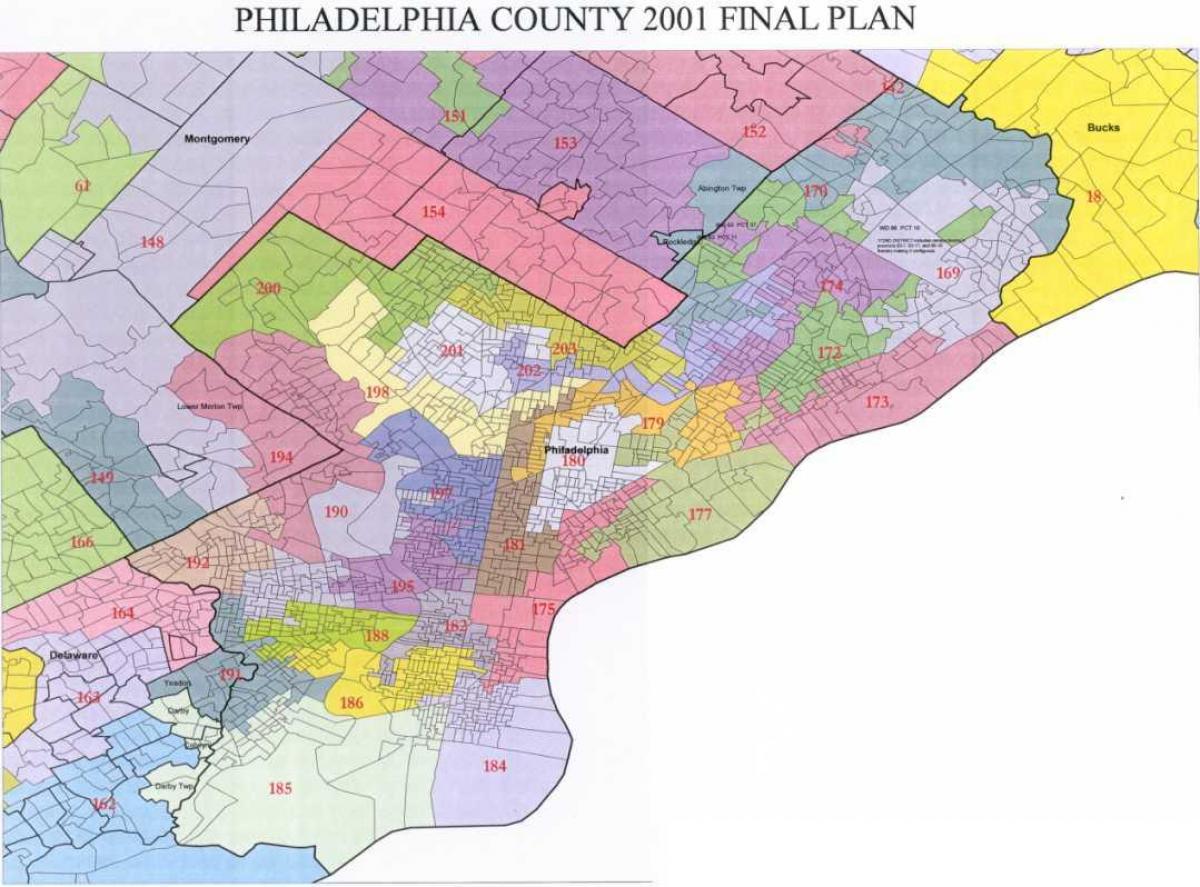 Philadelphia raad distrik kaart