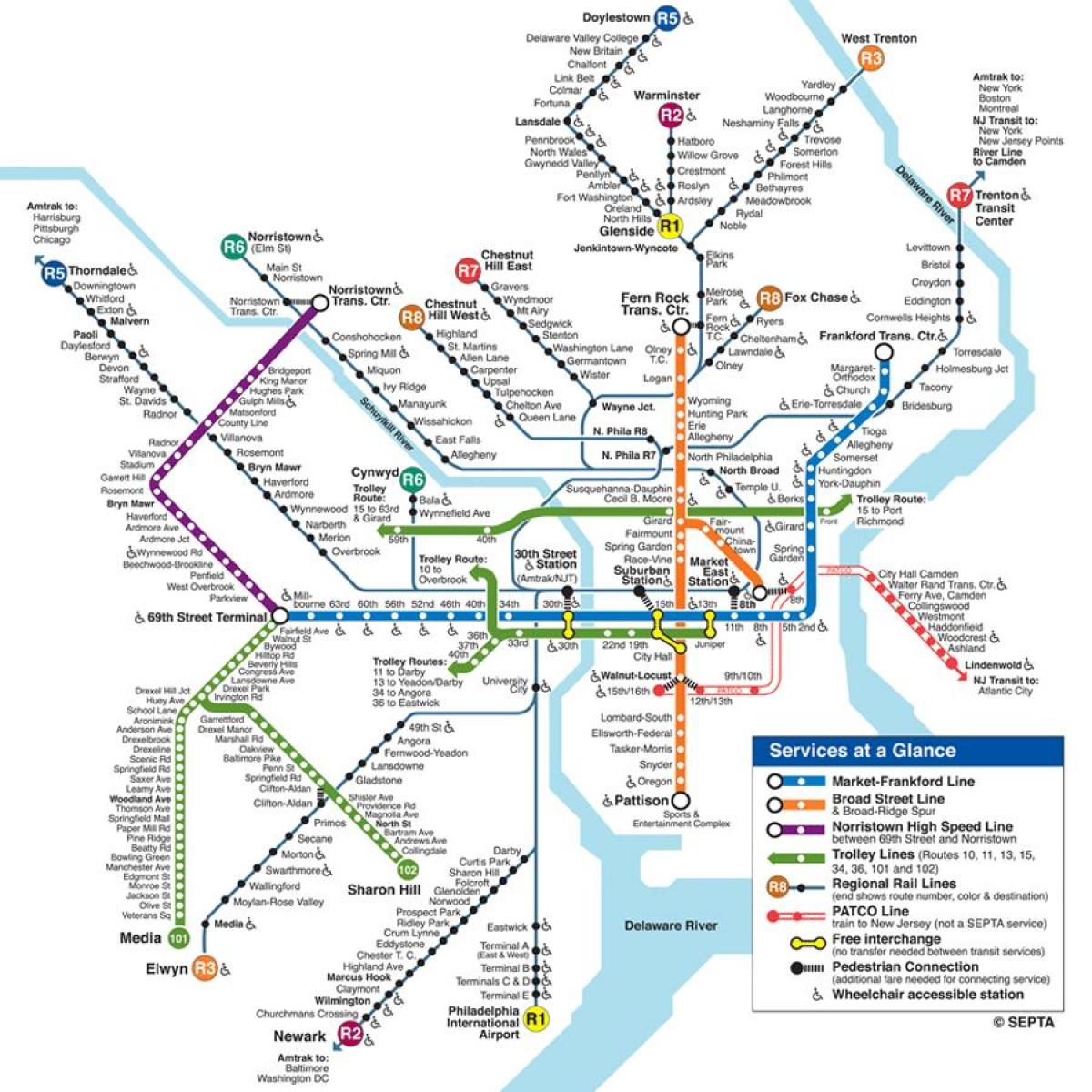 kaart van Philadelphia ondergrondse