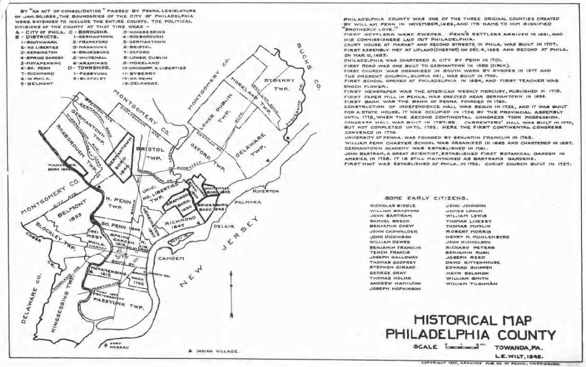 Philadelphia county kaart