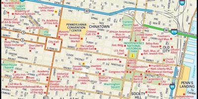 Kaart van die sentrum van Philadelphia